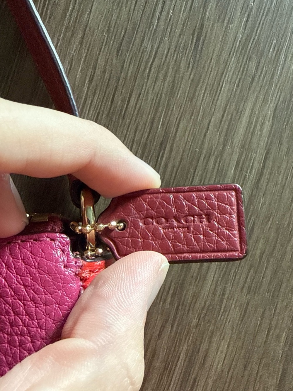 Coach Hot Pink Pebbled Leather Wristlet - Picture 5 of 8